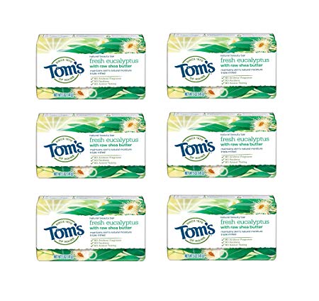 Tom's of Maine Natural Beauty Bar, Bar Soap, Natural Soap, Fresh Eucalyptus, 5 Ounce, 6-Pack