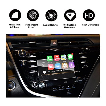 RUIYA 2018 Toyota Camry In-Dash Screen Protector, HD Clear Tempered Glass Car Navigation Screen Protective Film, AXVH70 AXVH70N Compatible with LE SE (7-Inch)
