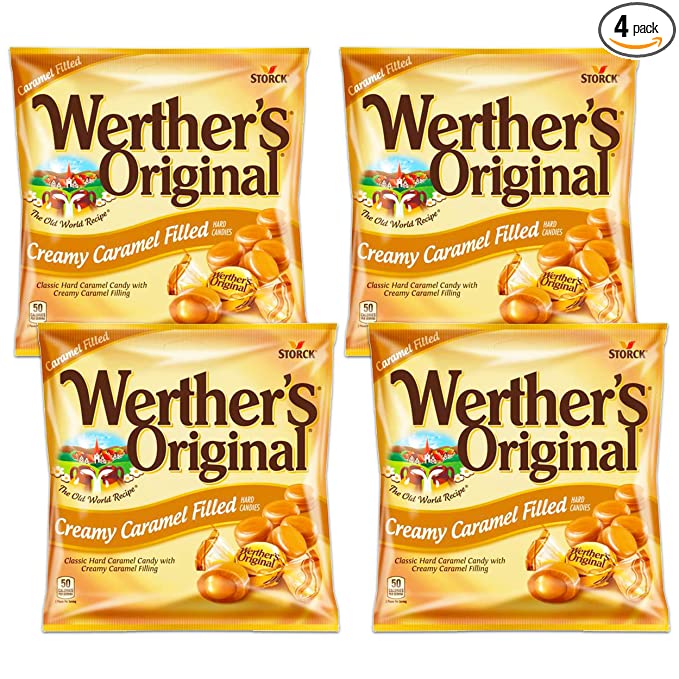 Werther's Original Creamy Caramel Filled Hard Candies, 2.65oz Bag (Pack of 4)