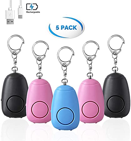 Safe Sound Personal Alarm, 5 Pack Personal Security Alarm Keychain with Double LED Lights, Emergency Safety Alarm, Emergency Self Defense Alarm, Security Safe Sound Rape Whistle Safety Siren