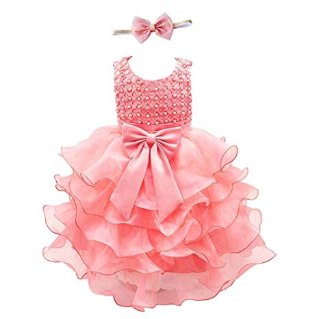 Weileenice Girls Kids Tulle Flower Dress Baby Girl Princess Christmas Pageant Birthday Party Dresses