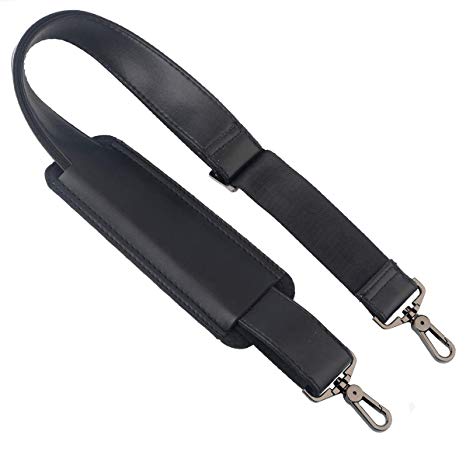 Beaulegan Bag Strap Replacement - Leather with Nylon Backing - Adjustable for Crossbody Handbag/Laptop Bag, Adjustable 51 Inch Long, Black with Gunmetal Clasp