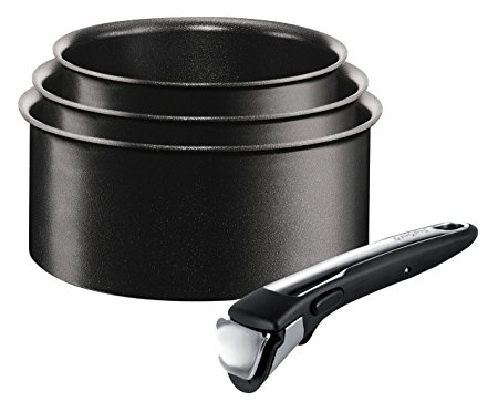 Tefal Ingenio Non-stick Induction Saucepan Set, 4 Pieces - Black