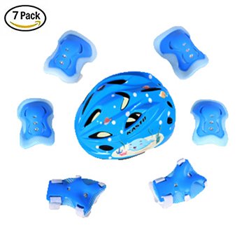 BigBoss Kids‘ Bike Helmet skateboard protective gear with Protective Gear Set Elbow Pads Knee Pads Wrist Guard for Cycling Skateboard Scooter Rollerblading Skating for kids 3 to 14 Years