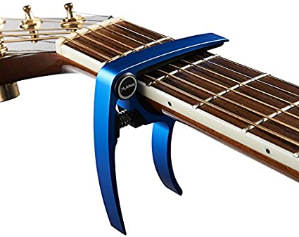Aluminum Metal Universal Guitar Capo,Guitar Accessories,Guitar Clamp Suitable for Flat Fretboard Electric and Acoustic Guitar - Single-handed Trigger Style Guitar Capo (Blue)