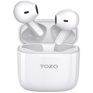 TOZO A3 2023 Upgraded Wireless Earbuds Bluetooth 5.3 Half in-Ear Lightweight Headsets with Digital Call Noise Reduction, Reset Button Hall Detection,Premium Sound with Long Endurance