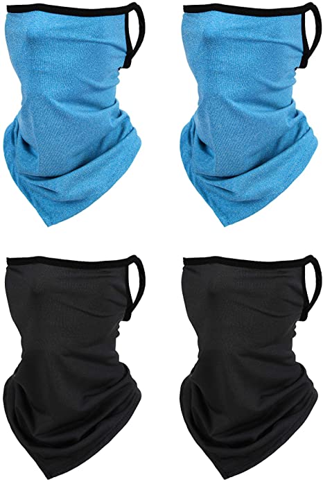 4 Pieces Kids Neck Gaiter Hanging Ears Bandana Non-Slip Face Covering Scarf