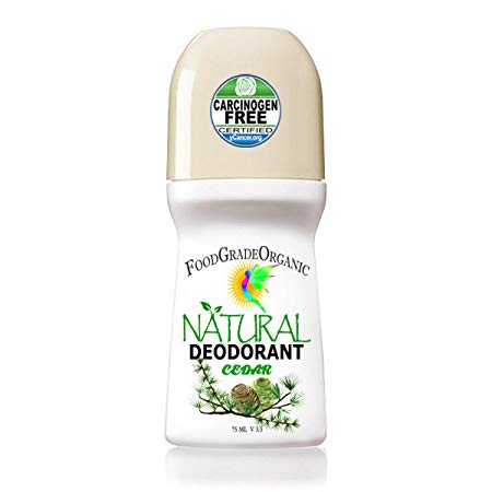 Organic 100% Natural Healing Detox Deodorant for Men & Women Aluminum Free Alcohol Free Non Toxic Vegan Paleo FoodGradeOrganic Roll on (Cedar)