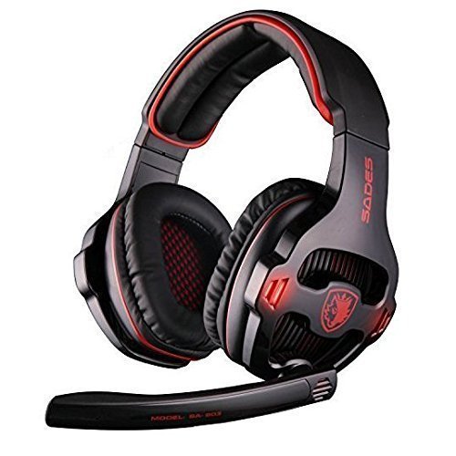 SADES SA903 7.1 Surround Sound USB PC Stereo Gaming Headset with Microphone Volume-Control LED light (Black)