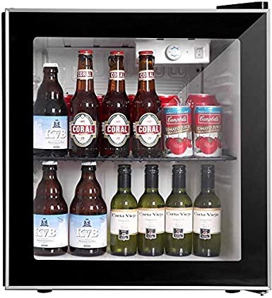 COOLLIFE Beverage Refrigerator Cooler - 60 Can Mini Fridge with Reversible Glass Door for Beer Soda or Wine - 1.6cu.ft. Small Drink Center Dispenser Perfect for Office/Man Cave/Basements/Home Bar