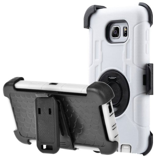 Note 5 Case, Galaxy Note 5 Case, BENTOBEN Note 5 Shockproof Heavy Duty Hybrid Full-Body Rugged Holster Protective Case Cover for Samsung Galaxy Note 5 With Rotate Kickstand   Belt Clip White/Black