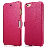 iPhone 6 Plus case Benuo Litchi Pattern Series Genuine Leather Folio Flip Grain Leather Case Stand Function Card Holder with Magnetic Closure for iPhone 6 Plus 55 inch Pink Rose