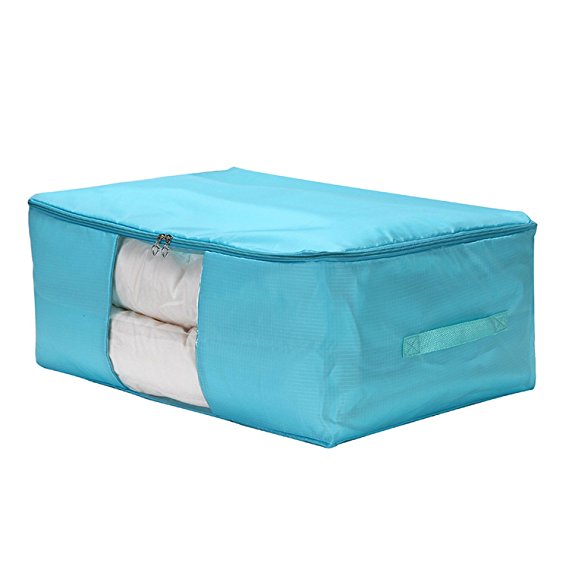 VEAMOR Clothes Storage Containers Beddings/Blanket Organizer Storage Bags With Zipper Breathable and Moistureproof (Sky Blue, XL)