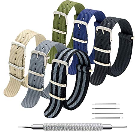 MEGALITH NATO Strap 6 Packs 16mm 18mm 20mm 22mm 24mm Nylon Watch Band Premium Ballistic Zulu Watch Straps for Men Women with Stainless Steel Buckle