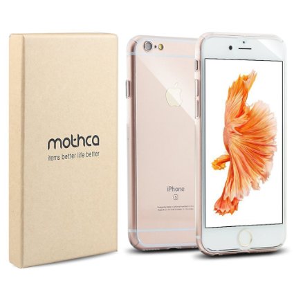 Mothca iPhone 6 6S Case, Full Body Ultra Slim PC Hard Cover Case  Tempered Glass Sreen Protector 3 in 1 Design Front Cover & Back Case & Glass Film Luxury Full Protective (iPhone 6 6S, Clear)