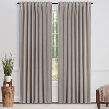 Chanasya Taupe Velvet Curtains Panel Set 2 -Piece - Classy Partial Blackout Curtain Room Darkening Curtains Drapes for Living Room Bedroom Patio- Window Treatment - 96 Inch Length Long - Taupe