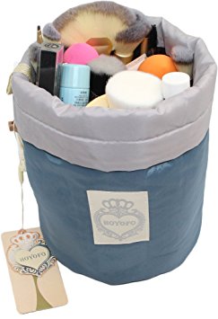 HOYOFO Travel Restroom Barrel Cosmetic Bag multi Makeup Bags,Blue