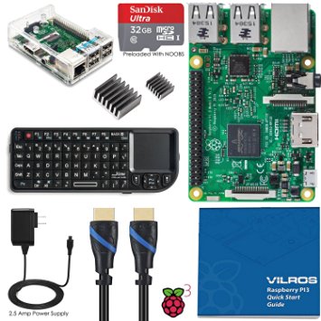 Vilros Raspberry Pi 3 Model B Complete Starter Kit with Keyboard--Clear Case Edition