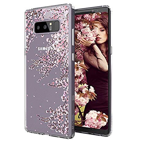 MOSNOVO Case for Galaxy Note 8, MOSNOVO Cherry Blossom Floral Flower Printed Clear Design Transparent Plastic Hard Slim Case with TPU Bumper Protective Case Cover for Samsung Galaxy Note 8