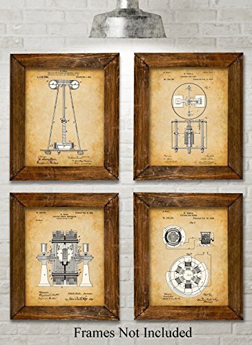 Original Tesla Patent Art Prints - Set of Four Photos (8x10) Unframed
