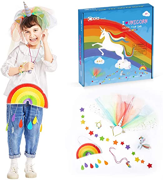 Unicorn Craft Sewing Kit for Girls– I Love Unicorn DIY Craft Kit Creative Fun and Educational,6 Unicorn Themed Projects in 1, to Collect Rainbow, Handmade Gifts for Holiday Party Ages 4