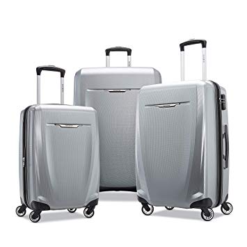 Samsonite Winfield 3 DLX Hardside Checked Luggage with Double Spinner Wheels, 3-Piece (20/24/28), Silver