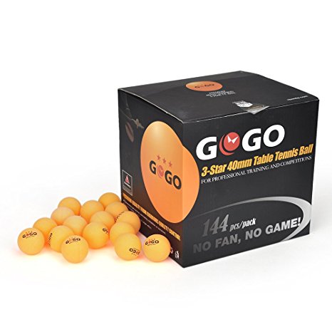 GOGO 3-Star 40mm Seamless Table Tennis Balls, Premium Ping Pong Balls (144-pack)