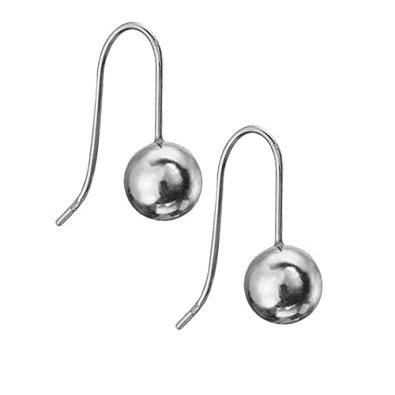 Sterling Silver Large 10mm Ball Dangle Earrings on French Wire Hooks