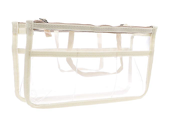 Vercord Purse Handbag Tote Pocketbook Bag Organizer Insert with Zipper Handle for Women Patterned Clear 2 Size