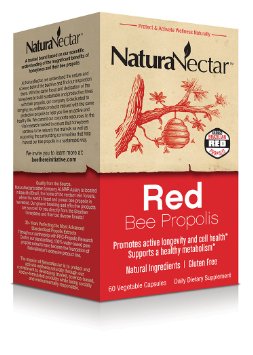NaturaNectar Propolis Capsules Red Bee 60 Count