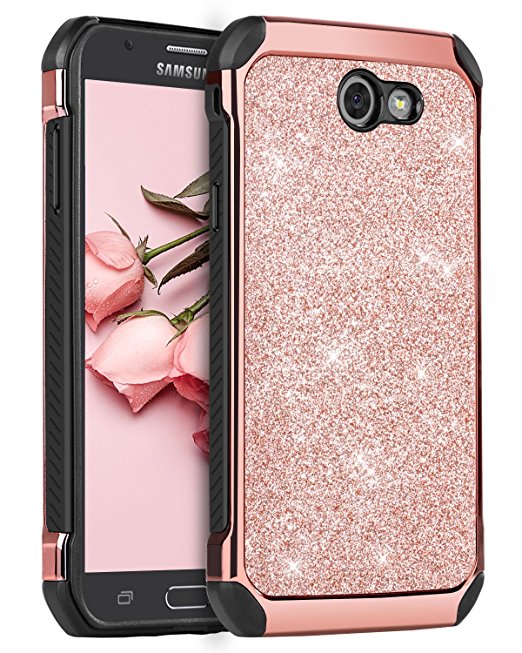 Galaxy J7 2017 Case, Galaxy J7 2017(AT&T)/ Galaxy J7 V /J7 Prime /J7 Perx /J7 Sky Pro/ Galaxy Halo Case, BENTOBEN Sparkly Glitter Shockproof Hybrid Phone Case for Samsung Galaxy J7 2017, Rose Gold