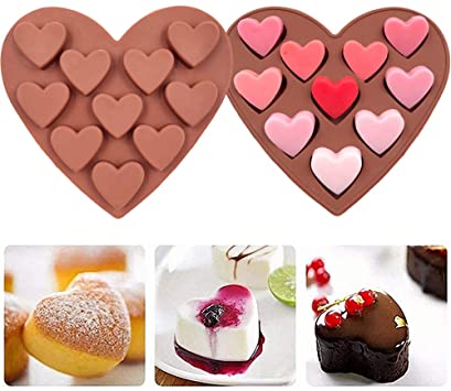 2-Pack Heart Silicone Molds - MoldFun Heart Craft Mold for Chocolate Soap Bath Bomb Lotion Bar Crayon Candy Gummy Cookie Muffin Cake Cupcake Baking Jello Ice Cube, Valentine's Day Party Gift