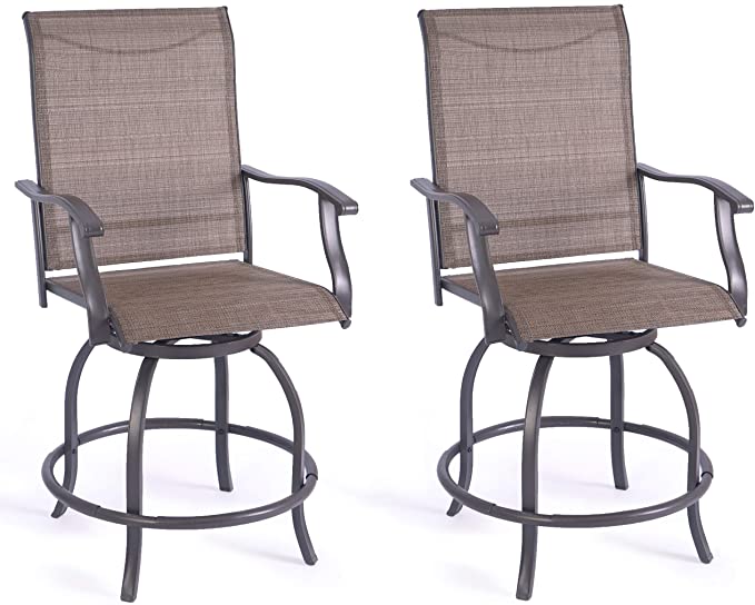 Kozyard Isabella High Swivel Bar Stools/Chair Set for Home Patio, Back Yard, Cafes, Bistro, Restaurants and Chic Bars (Textilence)