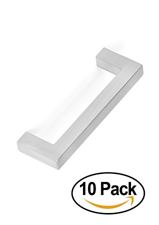 BirdRock Home Square Contemporary Handle | Brushed Nickel | 10 Pack | 3 Inch Kitchen Cupboard Furniture Cabinet Hardware Drawer Dresser Pull Trad