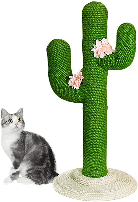 VETRESKA 31" Cactus Cat Scratching Post with Sisal Rope, Cat Scratcher Cactus for Young and Adult Cats