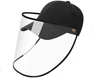 ATian Safety Full Protective Facial Baseball Cap Eye Protective Hat Detachable and Adjustable Isolation Cap for Anti-Saliva, Anti-Spitting and Sun Black