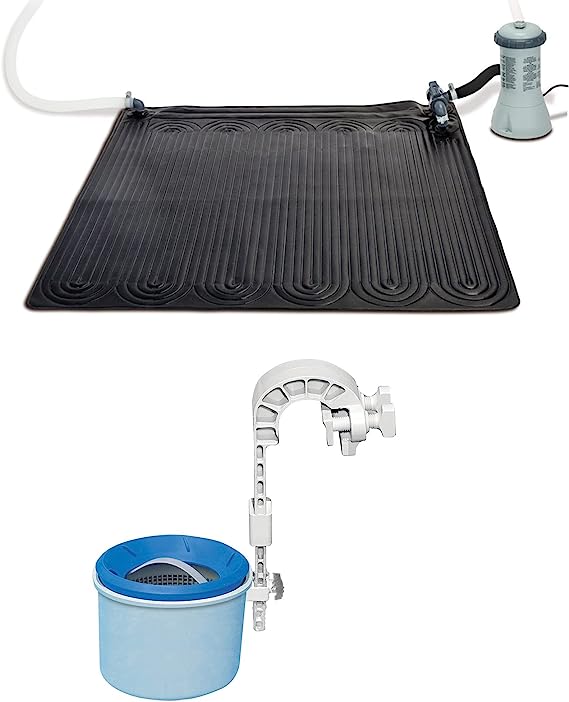 Solar Mat Water Heater - Black Bundled w/Wall-Mounted Automatic Skimmer