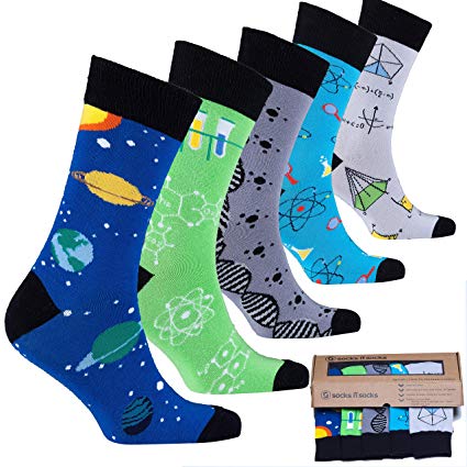 Socks n Socks-Mens 5pair Luxury Colorful Cotton Fun Novelty Dress Socks Gift Box