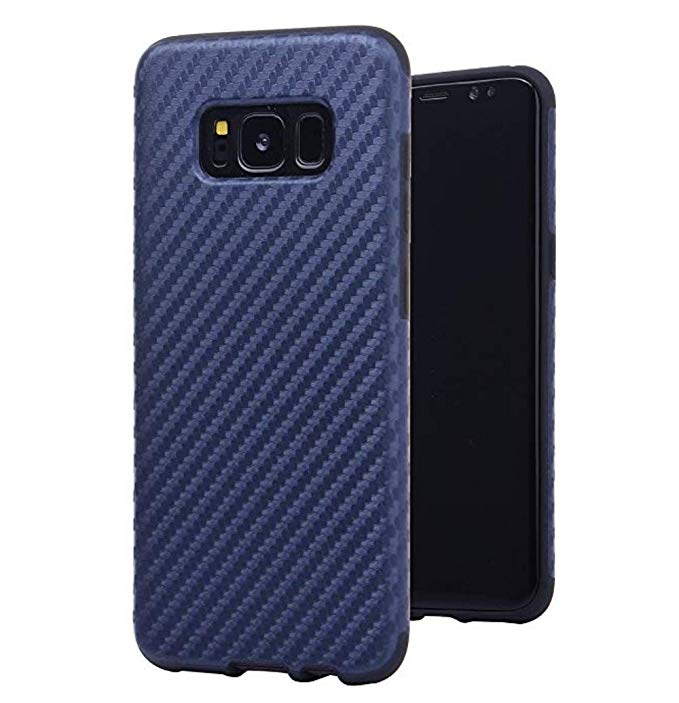 Galaxy S8 Case Carbon Fiber Design S8 Phone Case Protective Cover for Samsung Galaxy S8 Case (Blue)