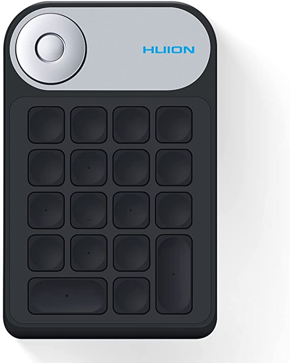 HUION MINI KeyDial KD100 Wireless Express Key Remote Control, Shortcut Keyboard with Dial Controller   18 Customized Keys, Portable Keypad for Drawing Tablet, PC, Laptop, Mac