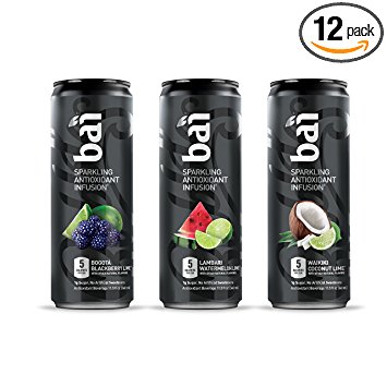 Bai Bubbles Sublime Infusions Variety Pack, Antioxidant Infused Beverage, 11.5 Fluid Ounce Cans, 12 count, (Includes Bogota Blackberry Lime, Lambari Watermelon Lime, and Waikiki Coconut Lime)