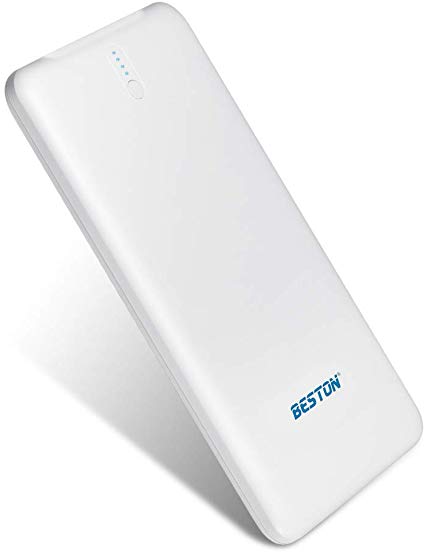 BESTON Portable Charger 10000mAh Power Bank with 2.1A Output Dual USB Port, Fast Recharge External Battery Pack for iPhone iPad Galaxy Android Phone White