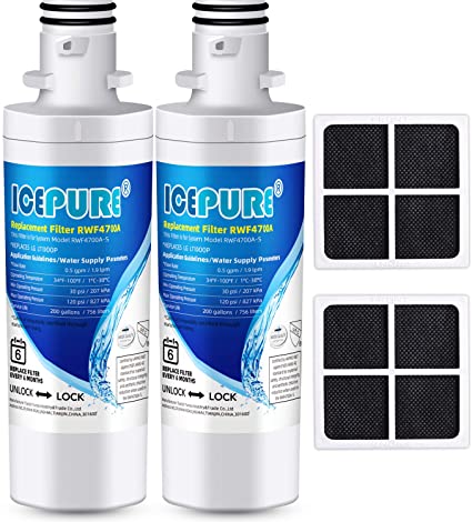 ICEPURE LT1000P Refrigerator Water Filter and Air Filter, Compatible with LG LT1000P, LT1000PC, MDJ64844601, Kenmore 46-9980, 9980, ADQ74793501, ADQ74793502 and LT120F Combo, 2PACK