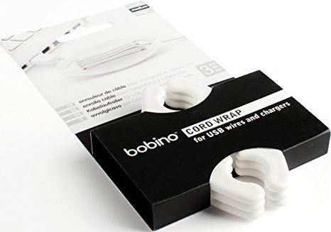 Bobino Cord Wrap - Medium - 3 Piece Pack - White - Stylish Cable and Wire Management / Organizer