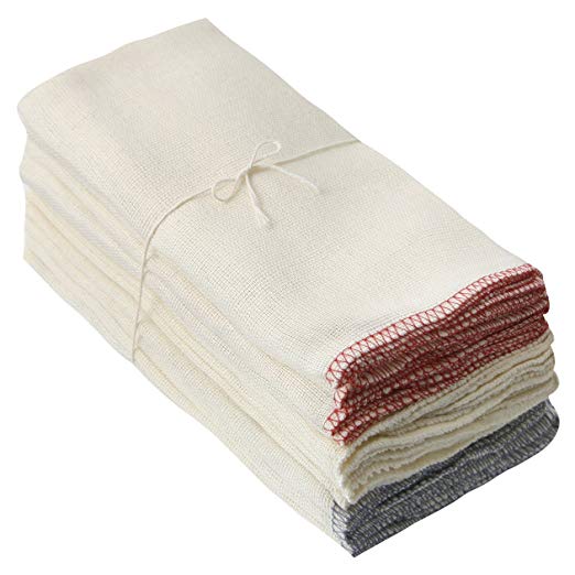 MUJI Cotton Waste Dishcloth 15 by 15-inch Hemmed Border 12-Pack