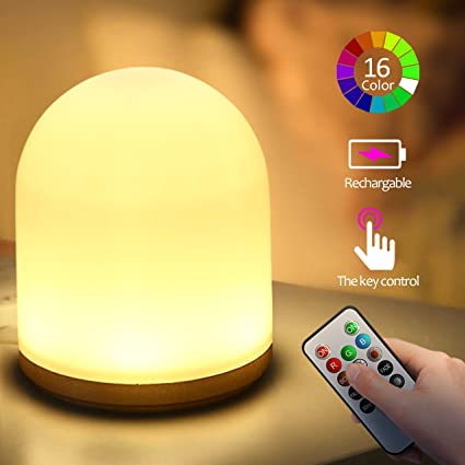 Night Lights for Kids, LEDBedside Lamp, HOKEKI Rechargeable Baby Night Light, with Color Changing Mode,Dimmable, Touch Sensing and RemoteControl, Suitable for Study,Bedroom,LivingRoom, Baby Care Room