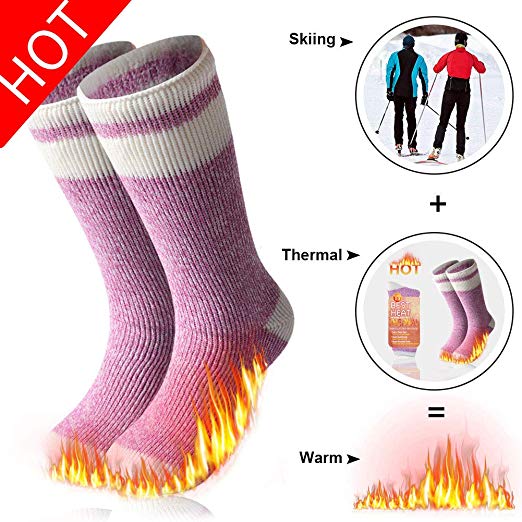 Warm Thermal Socks, Ristake Men Women Winter Thick Insulated Heated Crew Socks for Cold Weather