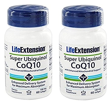 Life Extension Super Ubiquinol CoQ10 with Enhanced Mitochondrial, 100 Mg, Softgels, 60-Count (60x2)