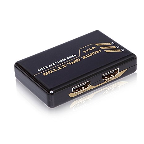 TNP UHD 4K HDMI Splitter 1 in 2 out 1x2 / 2 Port HDMI Audio Video Out Two Ouputs Distribution Repeater Amplifier Split Box Support HDCP Ver 1.4 3D Ultra HD 4Kx2K Full HD 1080P