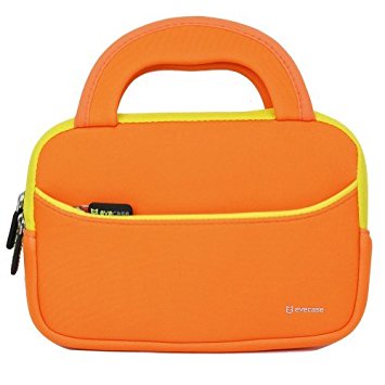 7 - 8 inch Tablet Sleeve, Evecase 7 ~ 8 inch Tablet Ultra-Portable Neoprene Zipper Carrying Sleeve Case Bag with Accessory Pocket - Orange /Yellow